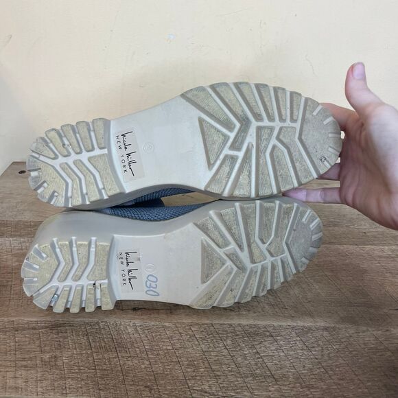 Size 9 Nicole Miller Womens grey Ankle Boots Mesh & Suede Upper Rubber Sole - Picture 7 of 8